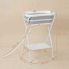 PawHut Dog Bath Tub, Portable Foldable Dog Bathtub with Stand, Drainage Hole, for Small Dogs Puppies Grey