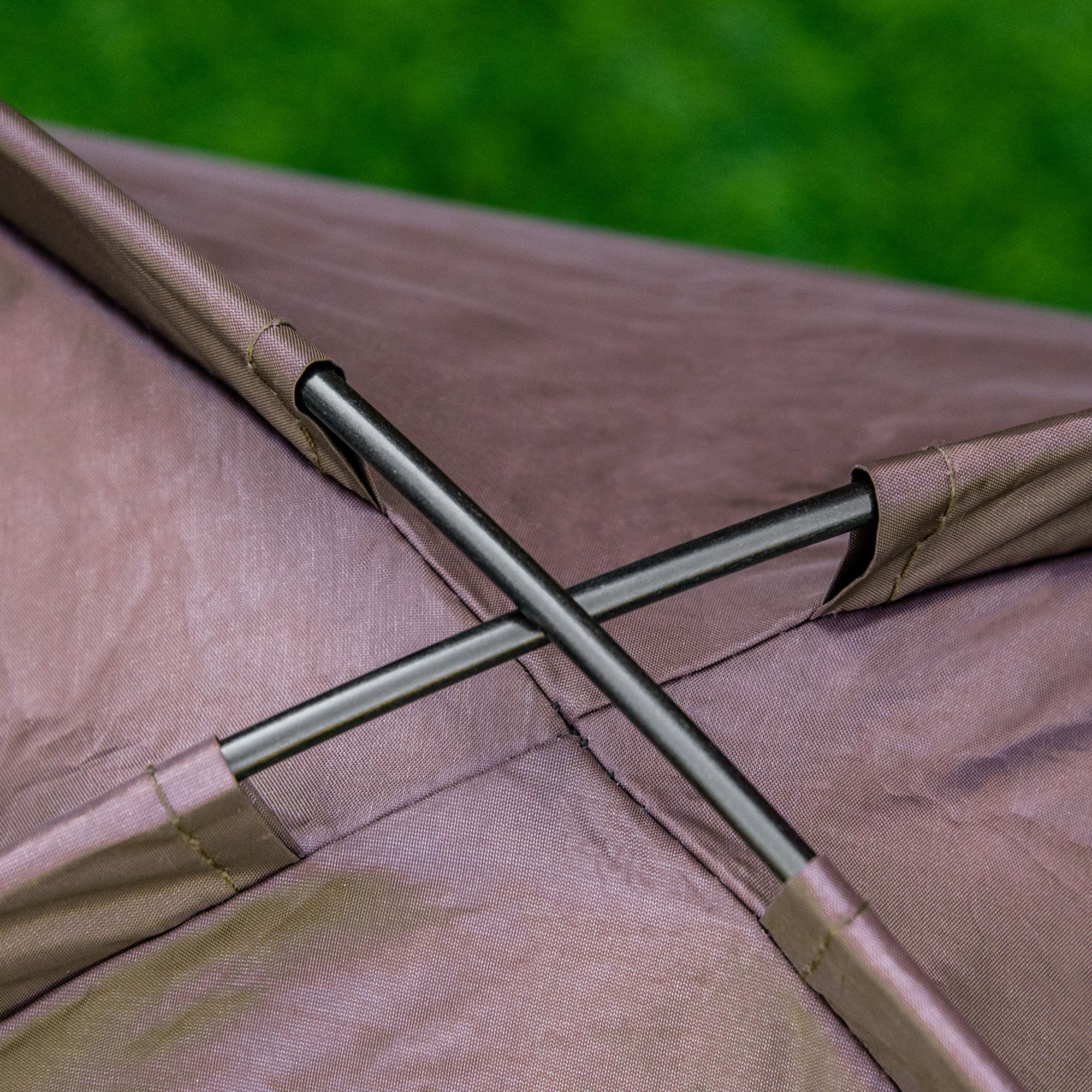 PawHut Raised Dog Bed Waterproof Elevated Pet Cot with Breathable Mesh UV Protection Canopy Brown, for Small Dogs, 61 x 46 x 62cm