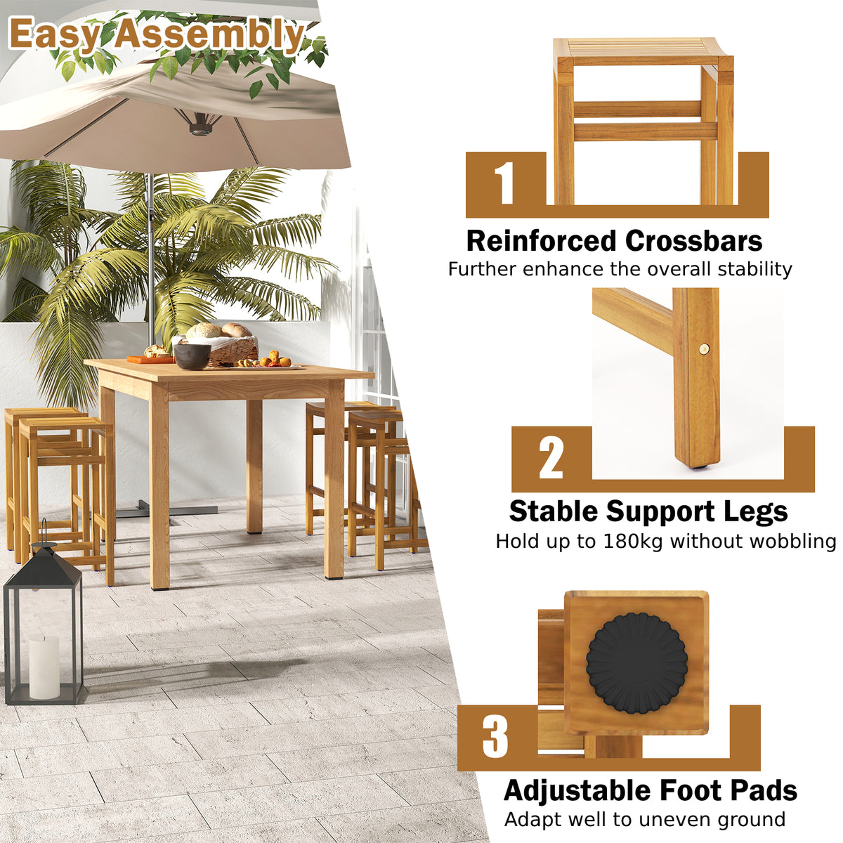 76cm Height Bar Chair with Saddle Shaped Seat and Sturdy Footrest