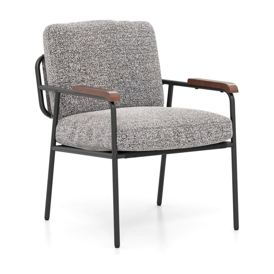 Accent Chair with Back Pillow and Wide Cushioned Seat-Grey