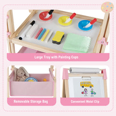 Adjustable Double Sided Kids Wooden Art Easel-Pink