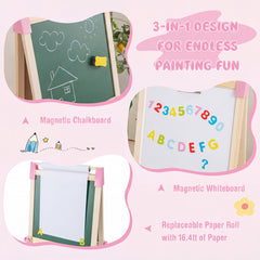 Adjustable Double Sided Kids Wooden Art Easel-Pink