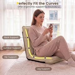 Adjustable Floor Chair with Adjustable Backrest and Sponge Filling-Beige