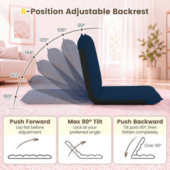 Adjustable Floor Chair with Adjustable Backrest and Sponge Filling-Navy