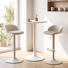 Adjustable Swivel Bar Stools with Back and Footrest Loads 150 KG Each-Cream