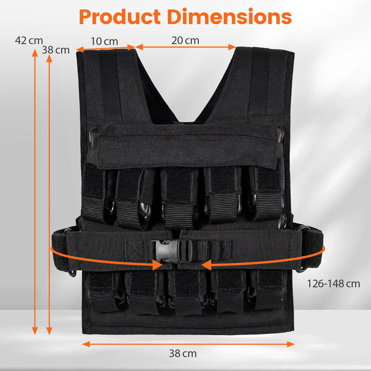 Adjustable Weighted Vest for Men and Women 20 Kg Weight Vest-Black