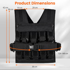 Adjustable Weighted Vest for Men and Women 20 Kg Weight Vest-Black