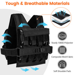 Adjustable Weighted Vest for Men and Women 20 Kg Weight Vest-Black