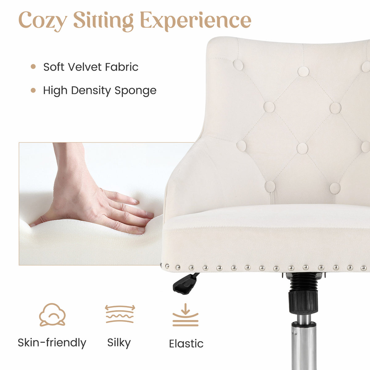 Adjustable 360° Swivel Accent Armchair-Beige