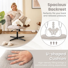 The office chair with close-up insets showing the backrest and seat cushion