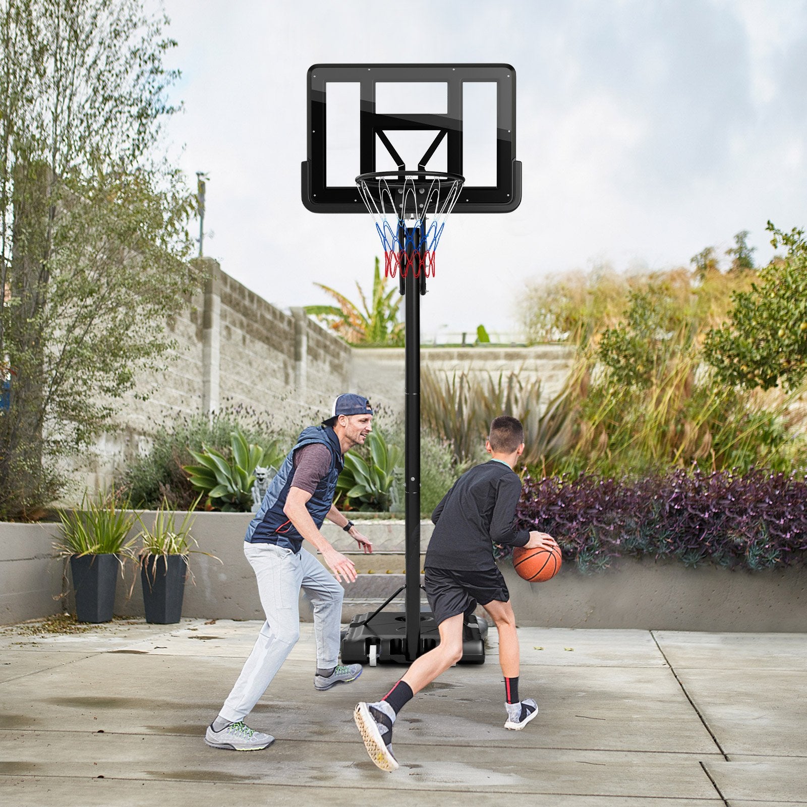 2.45-3.05M Portable Basketball Hoop Stand Adjustable for Adults and Teenagers
