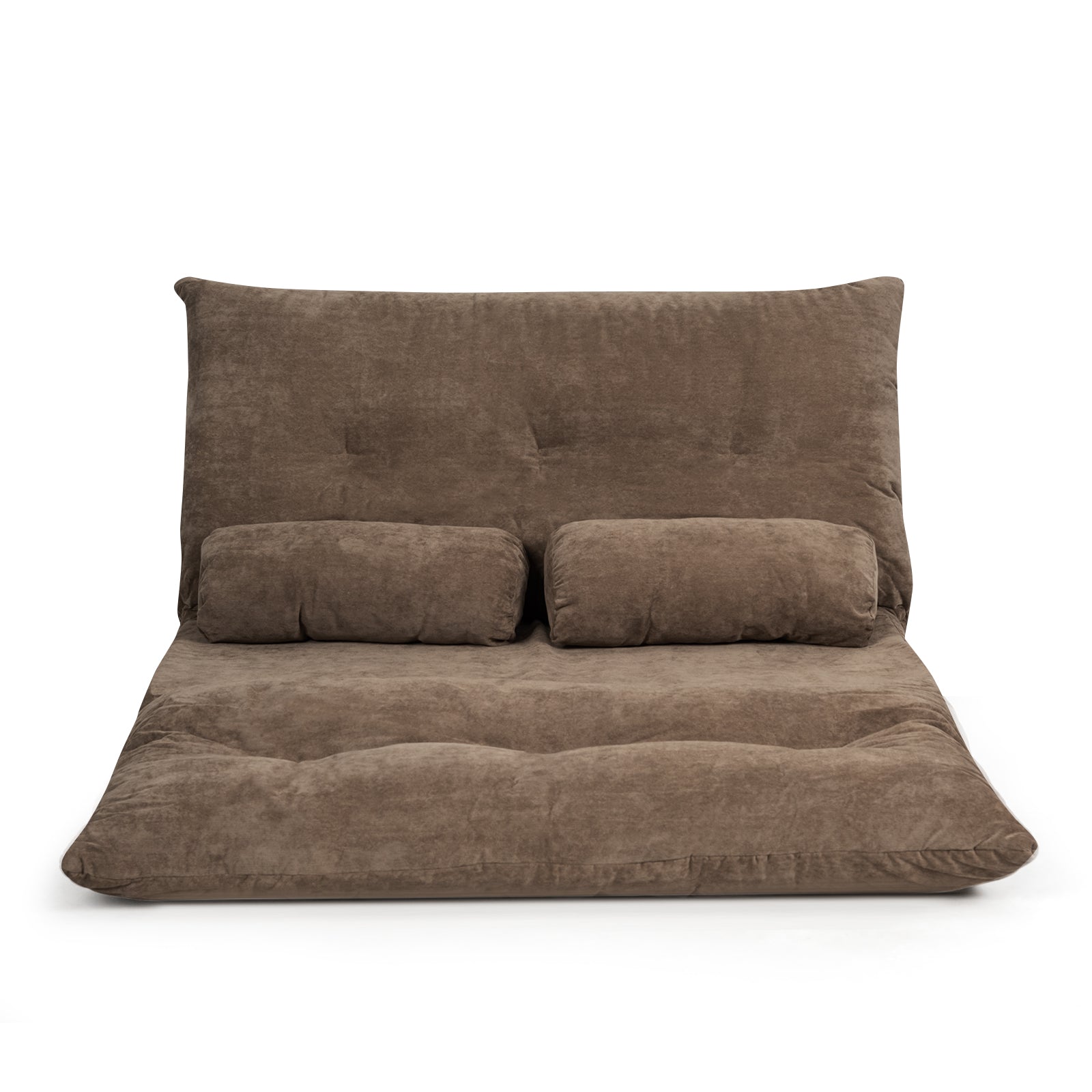 Convertible Floor Sofa Bed with 2 Waist Pillows-Coffee