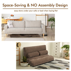 Convertible Floor Sofa Bed with 2 Waist Pillows-Coffee