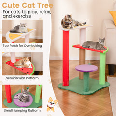 Multi-Level Aesthetic Fruit Cat Tower with Fruit-Shaped Platforms
