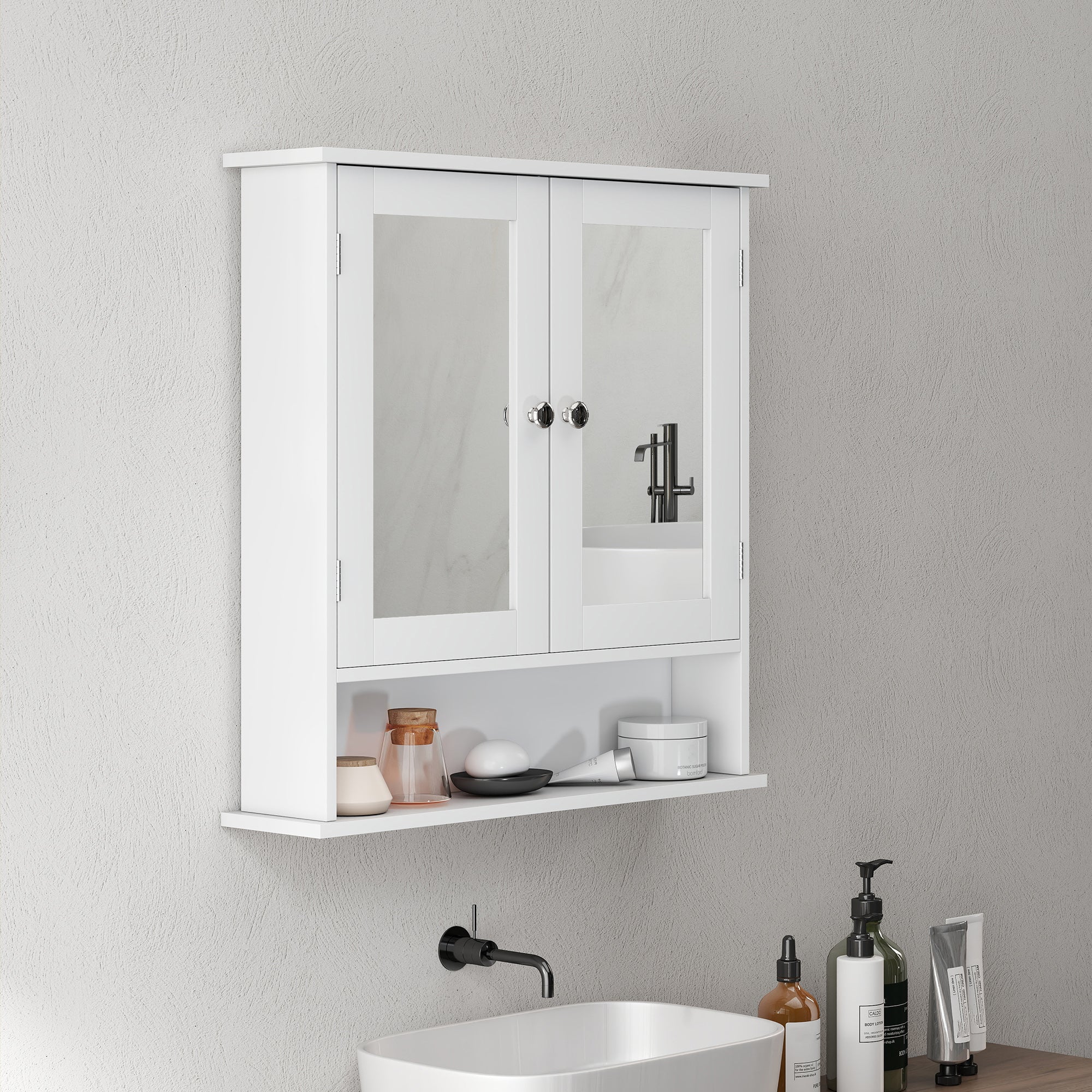 kleankin Bathroom Wall Storage Cabinet - White