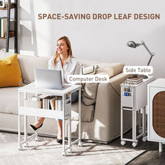 HOMCOM 63 cm Drop Leaf Writing Work Desk - White