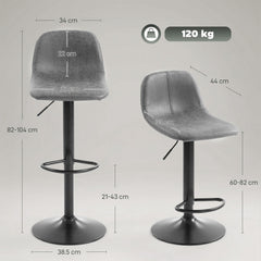 HOMCOM Bar Stools Set of 2, Modern Swivel Barstools with Footrest for Kitchen Island and Dining Room, Grey