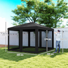 Outsunny 3 x 3Êm Pop Up Gazebo, 420D Garden Tent Canopy with Removable Mesh Sidewall Netting, Carry Bag for Garden Patio