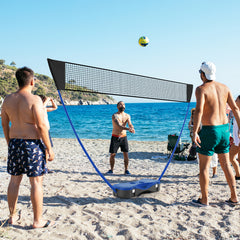 All-In-One Portable Badminton Net Set with Storage Base-Blue