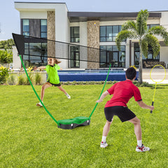All-In-One Portable Badminton Net Set with Storage Base-Green