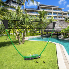 All-In-One Portable Badminton Net Set with Storage Base-Green