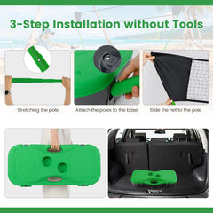 All-In-One Portable Badminton Net Set with Storage Base-Green