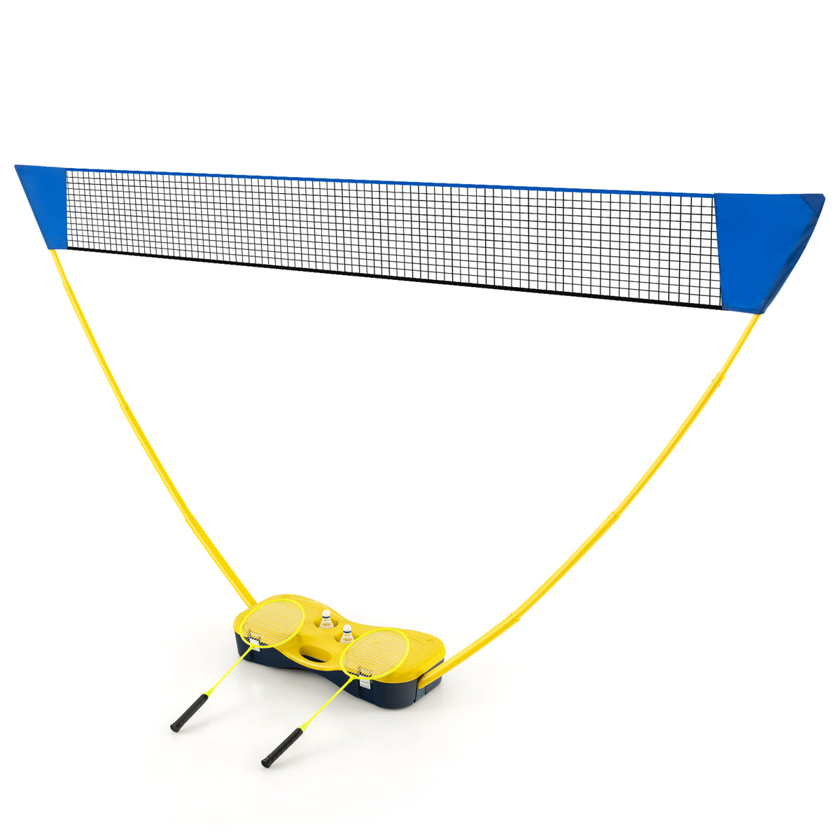 All-In-One Portable Badminton Net Set with Storage Base-Yellow