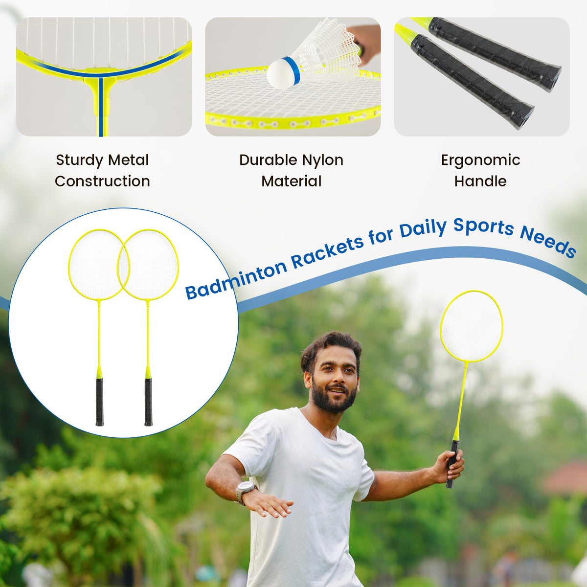 All-In-One Portable Badminton Net Set with Storage Base-Yellow