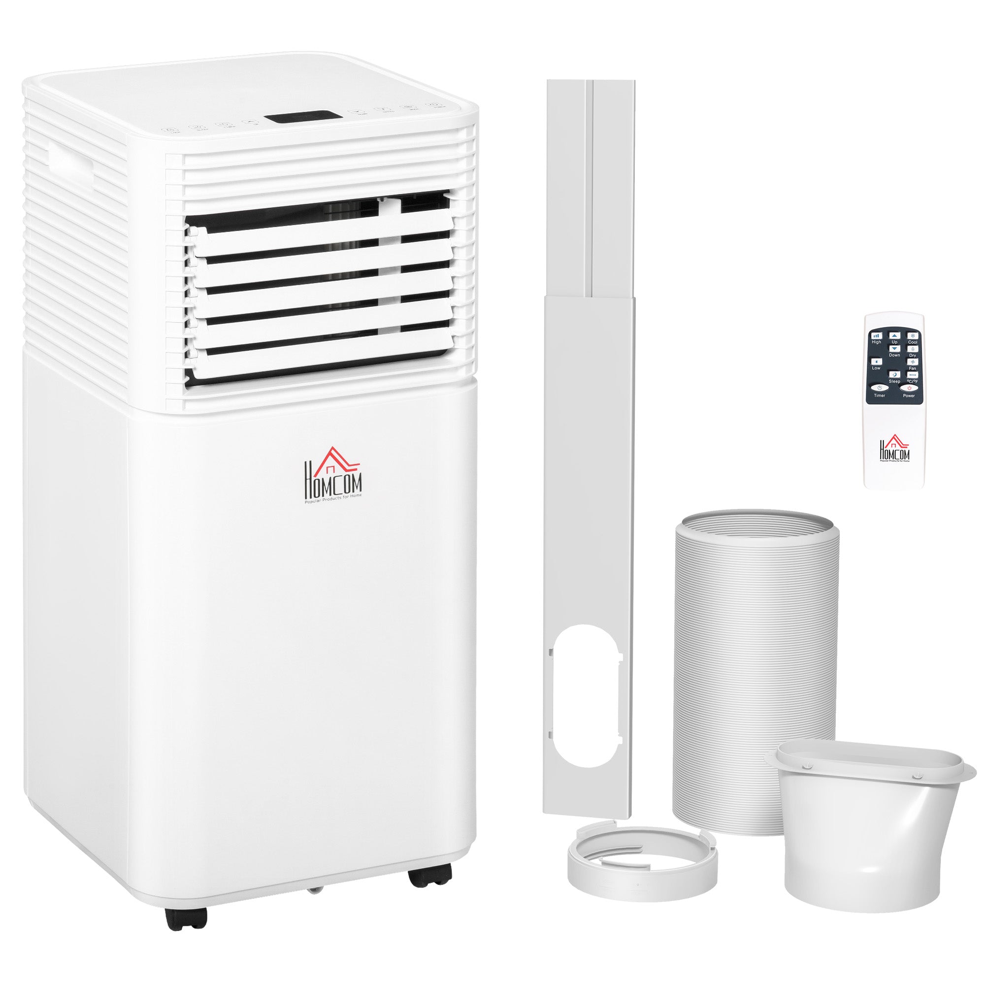 HOMCOM 9000 BTU Portable Air Conditioner for Cooling Dehumidifier Fan, Air Conditioning Unit for Room up to 28m√Ç¬≤, with Remote, 24H Timer, Window Mount Kit, R290, A Energy Efficiency, 1122W