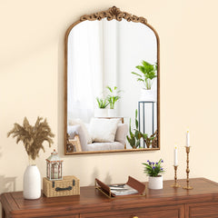 Antiqued Gold Wall Mirror with Baroque Ornate Frame L Size Gold