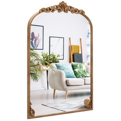 Antiqued Gold Wall Mirror with Baroque Ornate Frame L Size Gold