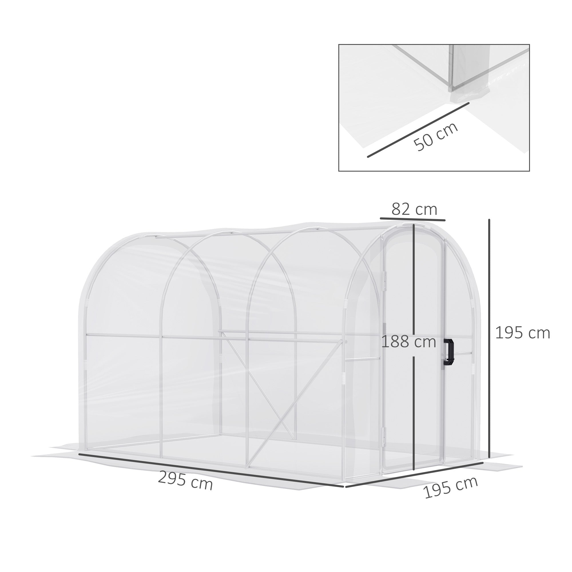 Outsunny Polytunnel Greenhouse Walk-in Grow House with PE Cover, Door and Galvanised Steel Frame, 3 x 2 x 2m, Clear