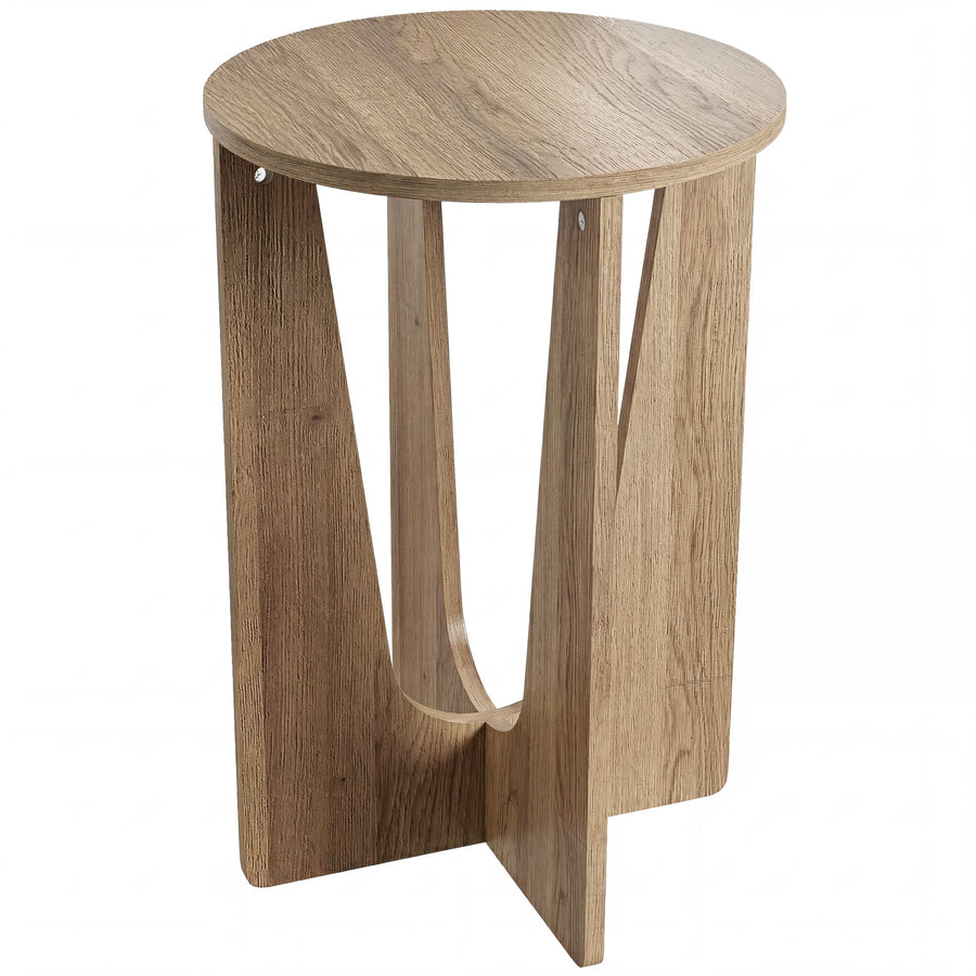 HOMCOM End Table Compact Round Side Table with Curved Legs in Coffee Wood Effect