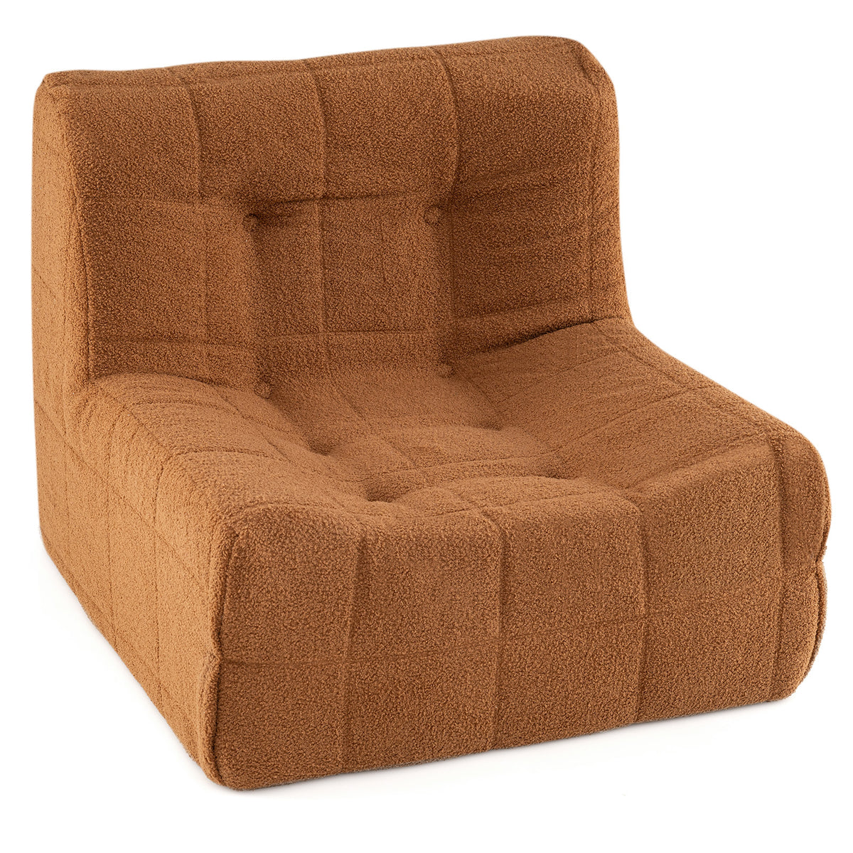 Armless Upholstered Lazy Floor Sofa with Soft Teddy Fleece Cover-Rustic Brown