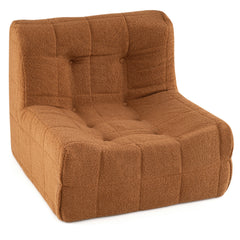 Armless Upholstered Lazy Floor Sofa with Soft Teddy Fleece Cover-Rustic Brown
