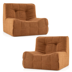 Armless Upholstered Lazy Floor Sofa with Soft Teddy Fleece Cover-Rustic Brown