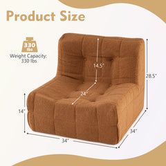 Armless Upholstered Lazy Floor Sofa with Soft Teddy Fleece Cover-Rustic Brown