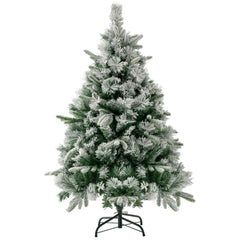 Pre-Lit Snow Flocked Christmas Tree with Warm-White LED Lights-4.5 ft