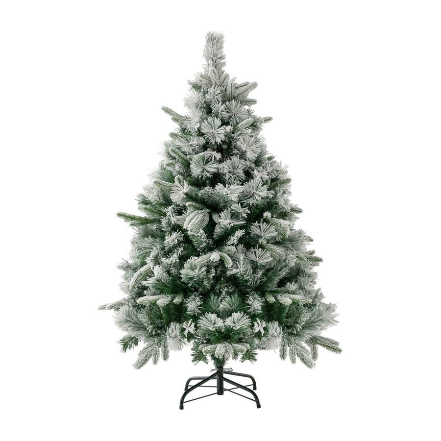 Pre-Lit Snow Flocked Christmas Tree with Warm-White LED Lights-4.5 ft
