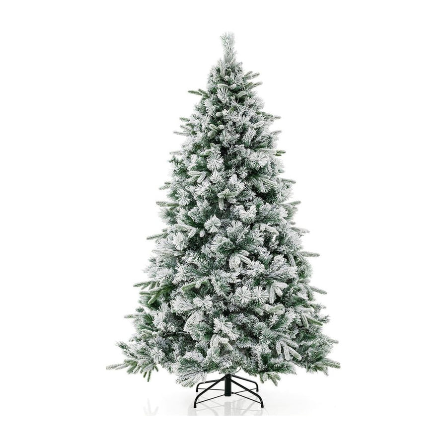 Pre-Lit Snow Flocked Christmas Tree with Warm-White LED Lights-6 ft