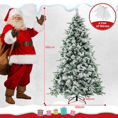 Pre-Lit Snow Flocked Christmas Tree with Warm-White LED Lights-6 ft