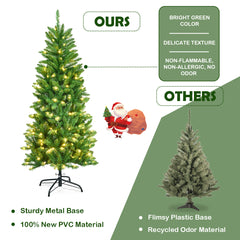 Artificial Pencil Christmas Tree with 250 Warm White UL-listed Lights-5FT