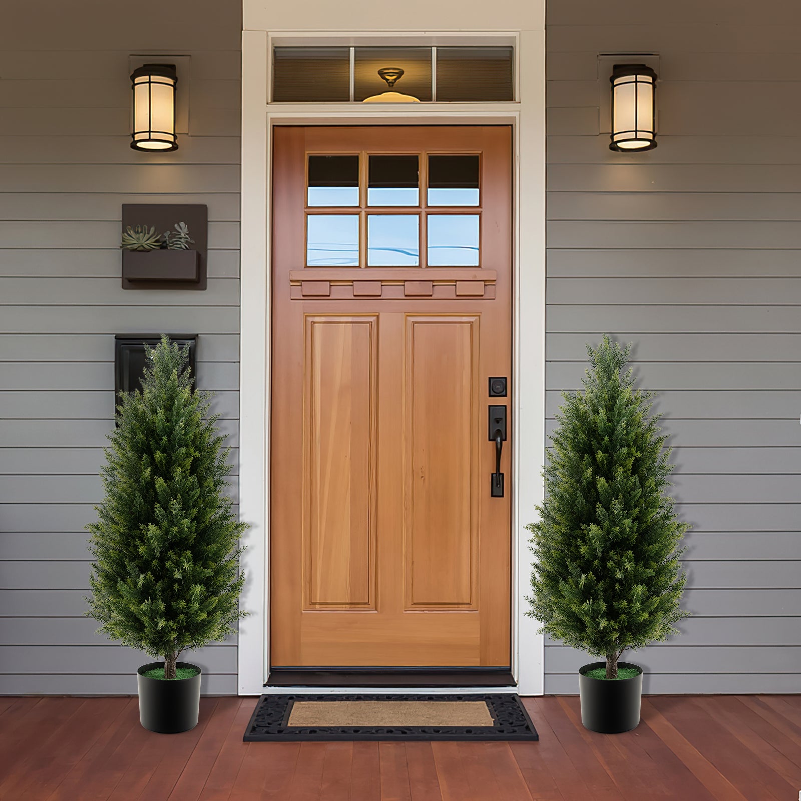 93 CM Artificial Topiary Cedar Tree with Cement Plastic Pot