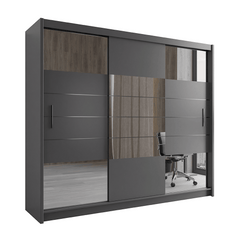 Graphite Mirrored Sliding Door Wardrobe 250cm – LEIGHTON