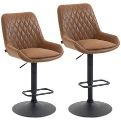 HOMCOM Set of Two Faux Leather Retro Bar Stools - Orange