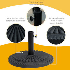 Outsunny 14kg Round Cement Parasol Base Umbrella Weight Stand Holder Fits Φ35mm,Φ38mm,Φ48mm Pole for Patio Outdoor Garden - Black