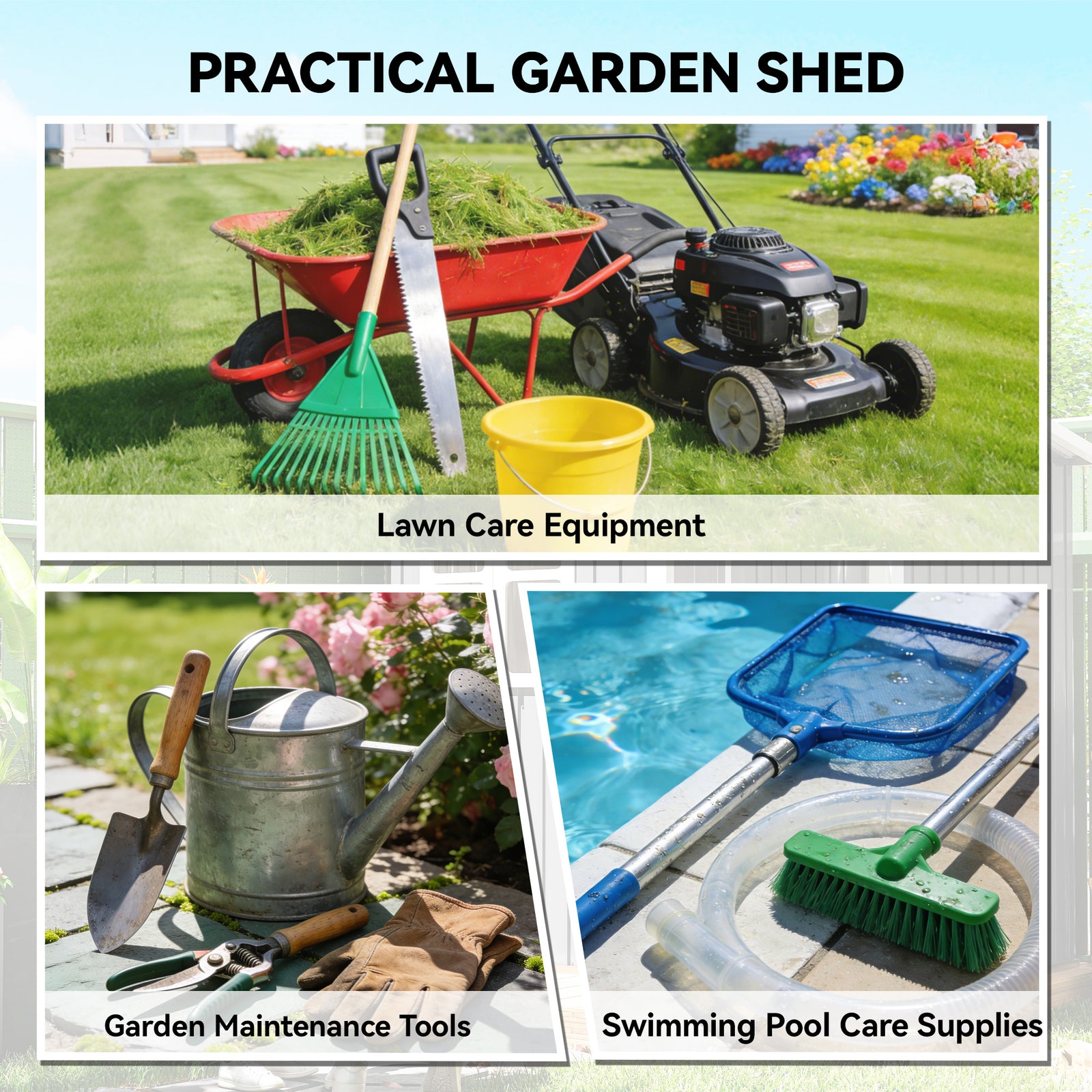 Outsunny 4'x5' Garden Storage Shed, Lean to Shed, Lockable Garden Shed with Window, Vent and Plastic Roof, Wood-Effect