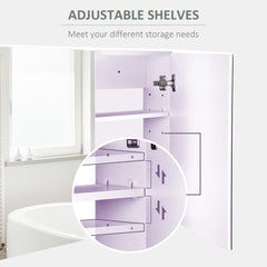 HOMCOM 80 x 15 cm Double Door Bathroom Mirror Cabinet - White