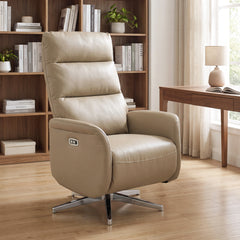 HOMCOM Power Recliner Chair, Swivel Electric Reclining Chair with Type C+USB, Recliner Armchair with Footrest, Brown