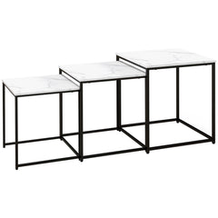 HOMCOM Three Nest of Tables, Marble Effect Finish
